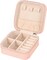 Travel Jewelry Case – Small PU Leather Jewelry Box, Portable Mini Jewelry Organizer for Earrings, Necklaces, Rings & Bracelets for Women & Girls (Pink)